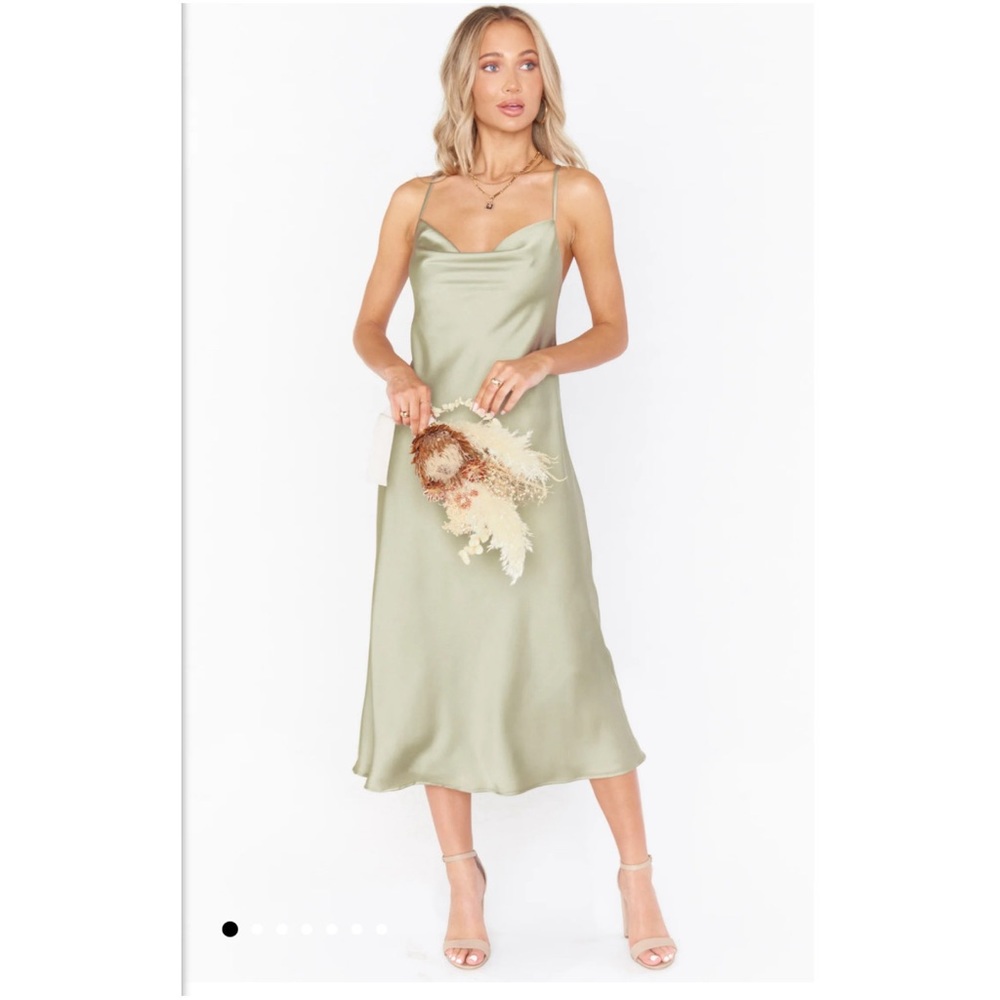 Satin slip dress, color: sage, size: XS, new with tags